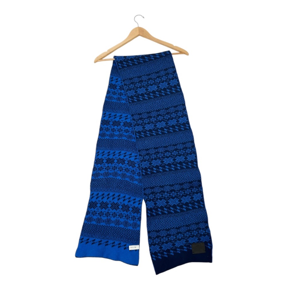 Paul Smith Men's Navy Fair Isle Lambswool Scarf